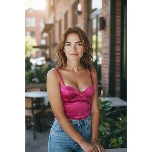 Gilly Hicks Solid Corset Top Size XS Hot Pink